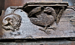 boston church,lincs (22)c14 misericord lion eagle