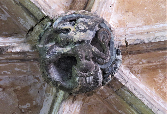 lacock abbey, wilts (125) c15 cloister vaulting boss