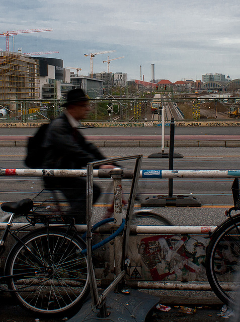 Cyclist wearing a hat