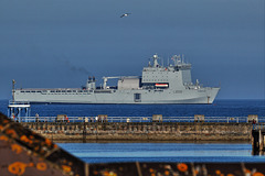 RFA Cardigan Bay heading into Portland Harbour