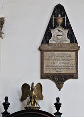 st mary abchurch  london   (17)c18 tomb of goldsmith matthew perchard +1777 by sanders oliver, with the c17 pelican in its piety brought down from the steeple in 1764