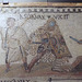 Detail of the Secutor vs. Retiarius Mosaic in the Archaeological Museum of Madrid, October 2022