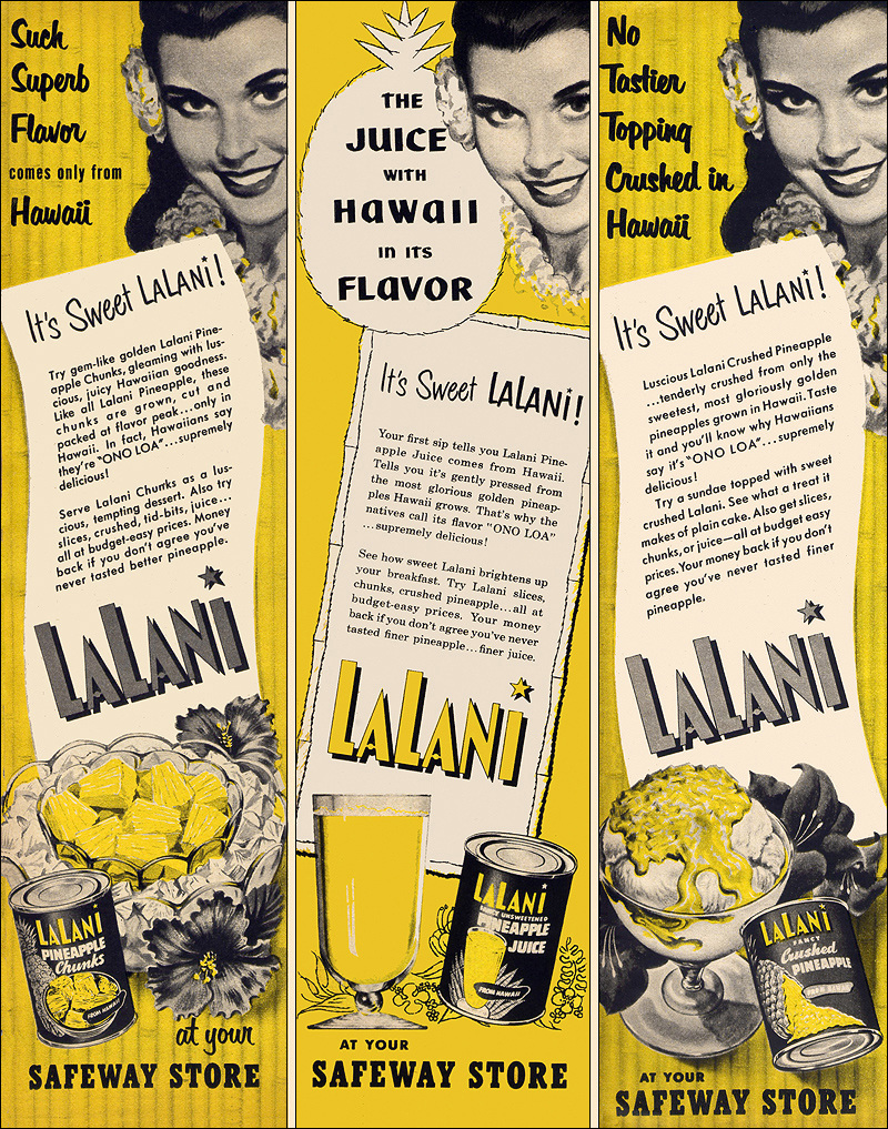 Lalani Pineapple Ad, 1953