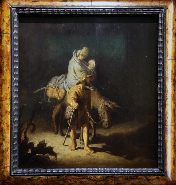 " La Fuite en Egypte "( 1627 ) - Huile sur bois de  Rembrandt