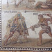 Detail of the Secutor vs. Retiarius Mosaic in the Archaeological Museum of Madrid, October 2022