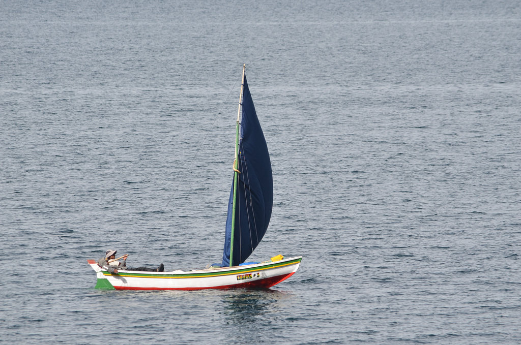 Bolivia, Black Sail on the Lake of Titicaca