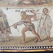 Detail of the Secutor vs. Retiarius Mosaic in the Archaeological Museum of Madrid, October 2022