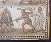 Detail of the Secutor vs. Retiarius Mosaic in the Archaeological Museum of Madrid, October 2022