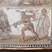 Detail of the Secutor vs. Retiarius Mosaic in the Archaeological Museum of Madrid, October 2022