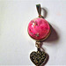 Pink geranium and heart pendant