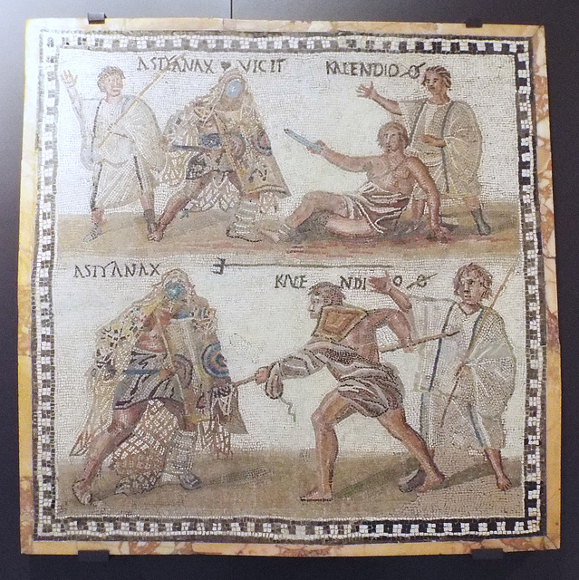 Secutor vs. Retiarius Mosaic in the Archaeological Museum of Madrid, October 2022