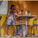 Woman in restaurant