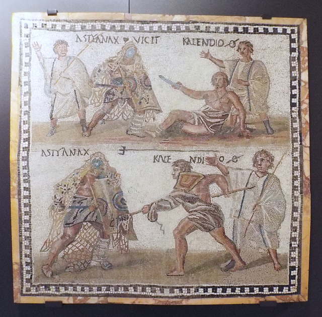 Secutor vs. Retiarius Mosaic in the Archaeological Museum of Madrid, October 2022