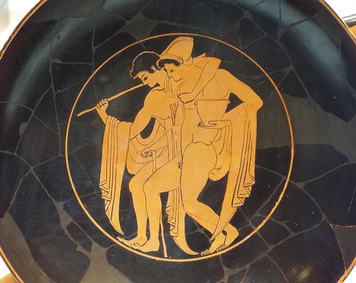 Detail of a Kylix with Revelers in the Getty Villa, June 2016