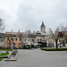 Romania, Baia Mare, The Freedom Square and the Tower of St.Stefan over the Buildings