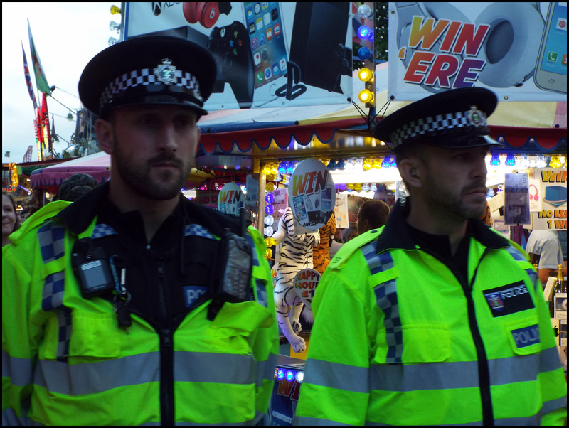 high viz cops in lurid green