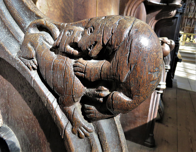boston church,lincs (43)c14 stall elbow bear dog