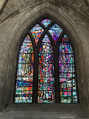 Modern stained glass at Pluscarden - a speciality of the Benedictines.