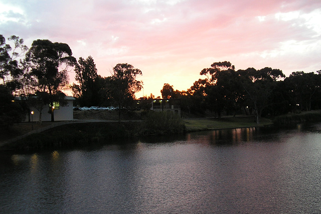 River Torrens View At Dusk