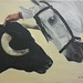 Peinture du taureau, du cheval et la main de l'homme  60 X 73
