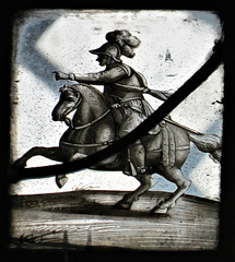 strelley church notts; c17 glass cavalryman