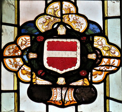 strelley church notts ; late c16 glass heraldry