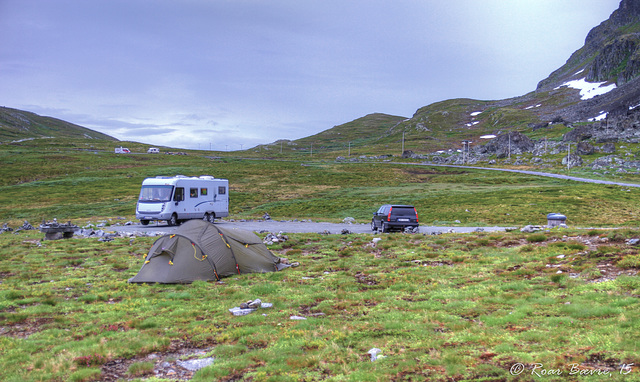 Camping in Valdresflye mountains.