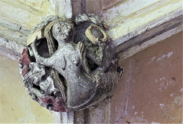 lacock abbey, wilts (141) mermaid, c15 cloister vaulting boss