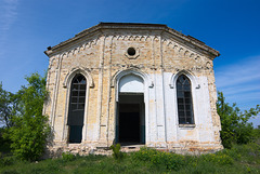 Die Kirche- oder Synagoge-Ruine in Medwediwka