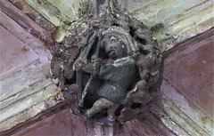 lacock abbey, wilts (142) archer, c15 cloister vaulting boss