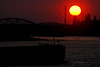 Sunset behind the bridge