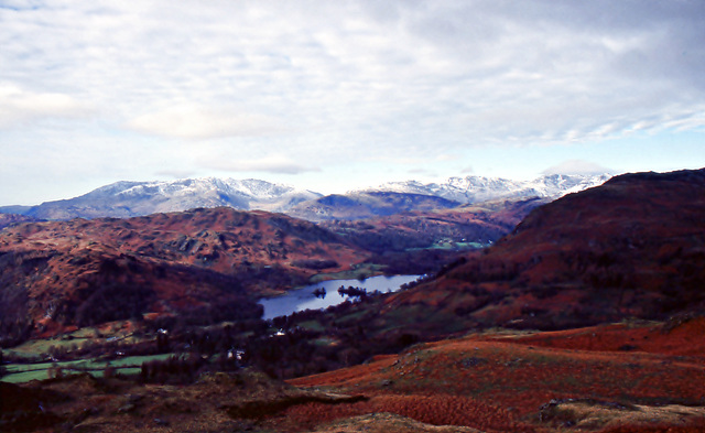 Rydal Water & Loughrigg Fell from Nab Scar 23rd March 1991