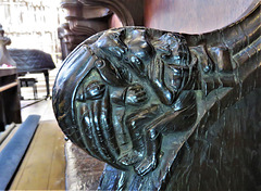 boston church,lincs (70)c14 stalls elbow ape doctors with urine flask