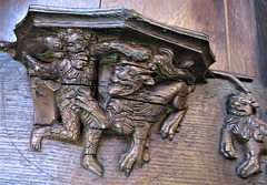 boston church,lincs (71)c14 misericord wildman lion