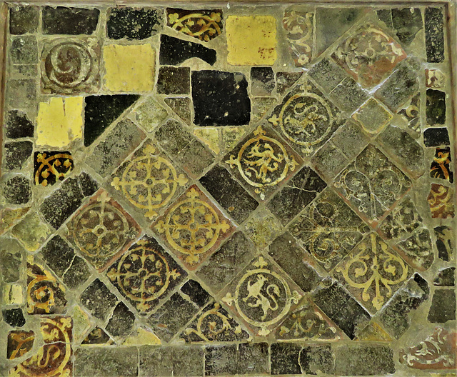 lacock abbey, wilts (70) c14 and c15  tiles in chapter house