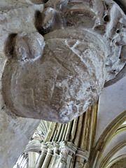 lacock abbey, wilts (72) c13 corbel head with nose and chin bands in chapter house