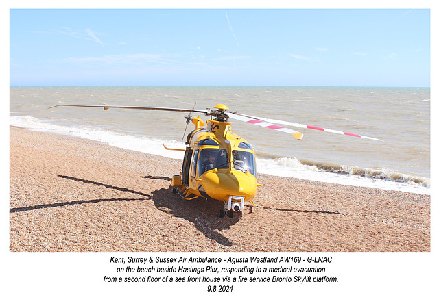 Air ambulance on Hastings beach 9 8 2024