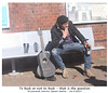 Busker debating his next move, St Leonards, 26 3 2025