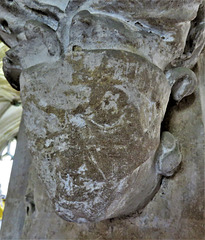 lacock abbey, wilts (74) c13 corbel head with nose and chin bands in chapter house