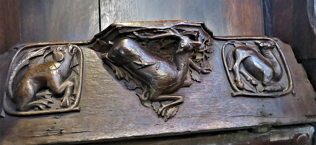 boston church,lincs (78)c14 misericord sea dog stag camel