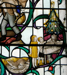 Detail of east window by Christopher Webb, Toddington Church, Bedfordshire