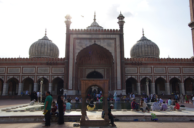 The mosque is built of sandstone and marble