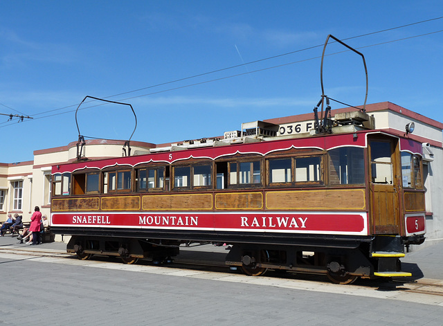 Snaefell Mountain Railway Tram at the Summit Terminus