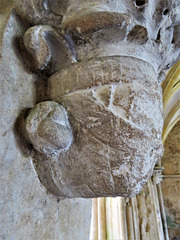 lacock abbey, wilts (61)  c13 corbel head with nose and chin bands in chapter house