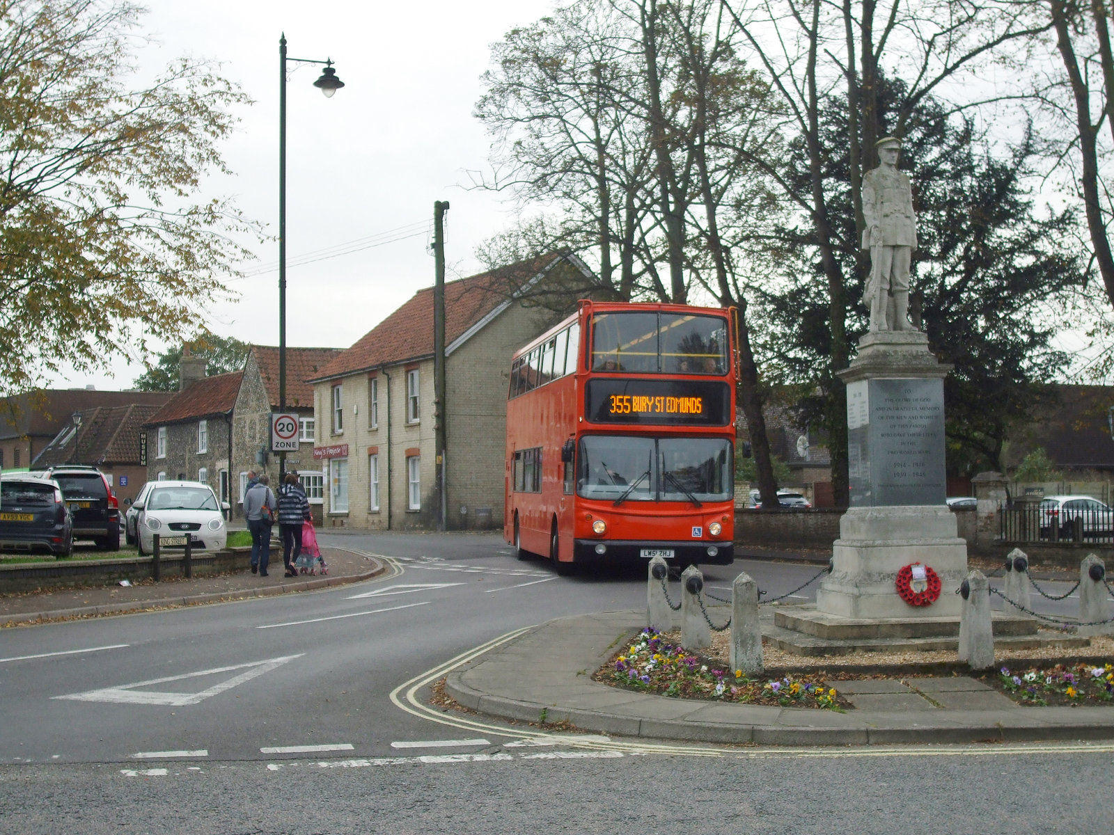 DSCF0171 Mulleys Motorways LW51 ZHJ (01D 10215) passing the War Memorial in Mildenhall - 26 Oct 2017