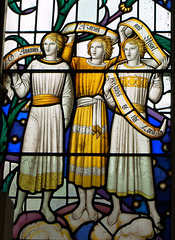 Detail of east window by Christopher Webb, Toddington Church, Bedfordshire