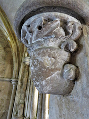 lacock abbey, wilts (62)  c13 corbel head with nose and chin bands in chapter house