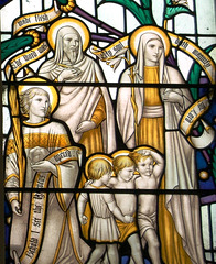 Detail of east window by Christopher Webb, Toddington Church, Bedfordshire