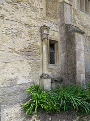 lacock abbey, wilts (116) c16 ionic column in the outer courtyard
