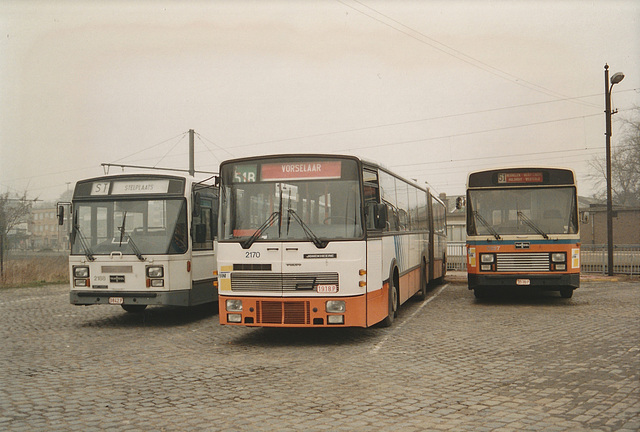 De Lijn 2188, 2170 and 5927 at Heist-op-den-Berg garage - 1 Feb 1993